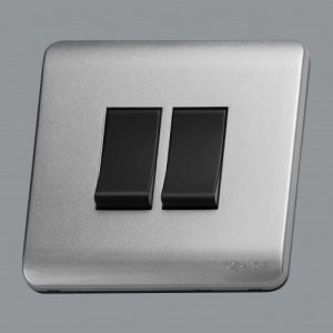 Orange 2Gang 2Way Switch Black Matt with Silver Matte Surround