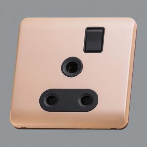 Orange Single Switched Socket Outlet 15A Gold Matte