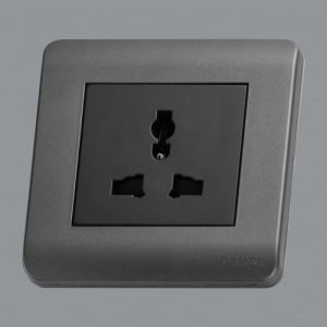 Orange Multi UnSwitched Socket Outlet - Gun Metallic