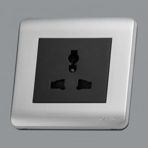 Orange Multi UnSwitched Socket Outlet -Silver Matte